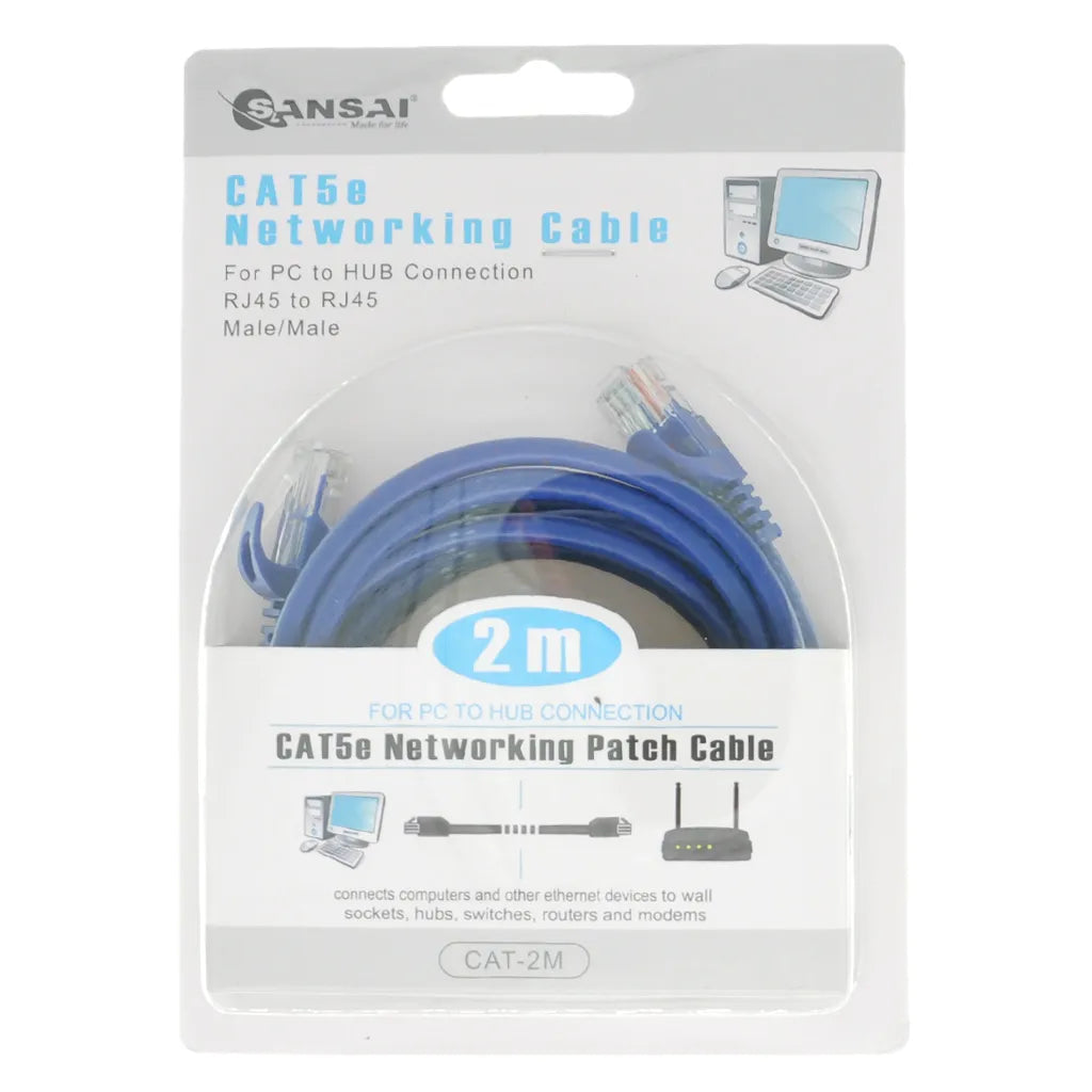 SANSAI CAT5e Networking Patch Cable 2M CAT-2M