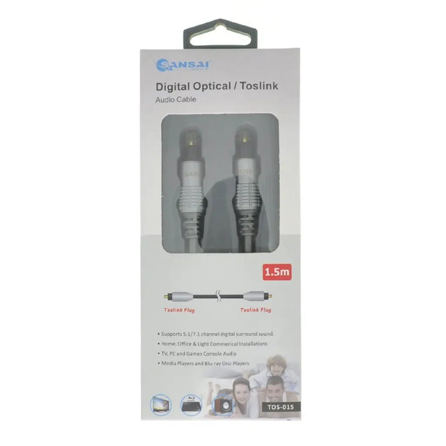 Digital optical/toslink audio cable packaging with Ansai branding on a white background