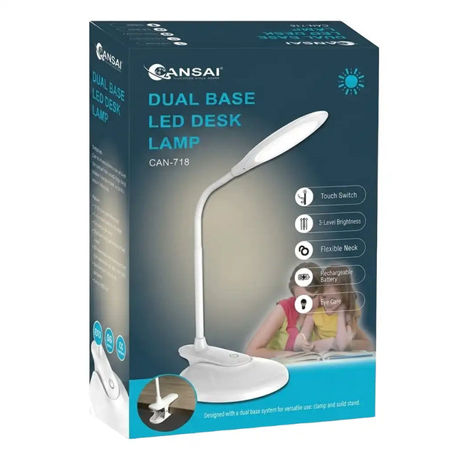 Gansai dual base LED desk lamp packaging on a white background