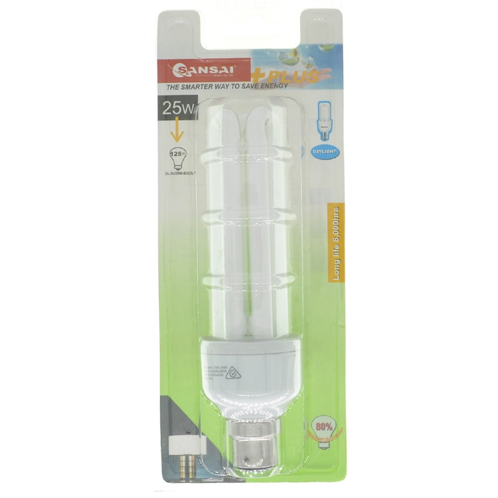 SANSAI Energy Saving 3U Light Tube B22 240V 25W D/L GL-3U/25W-B22DL