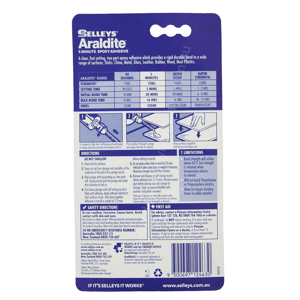 SELLEYS 5 Minute Araldite 14ml Holds Up To 75KG Stick China,Metal,Plastic 100028