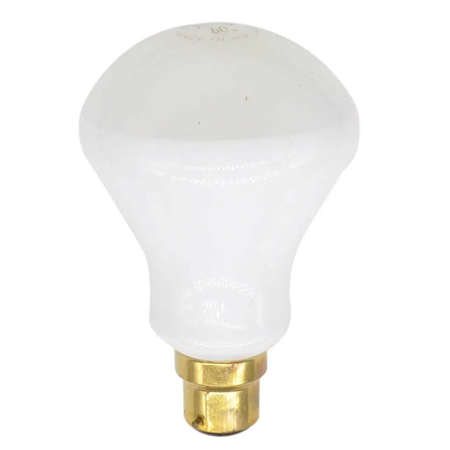 White light bulb with gold base on a white background