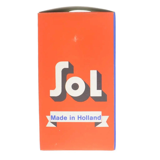 Orange box with 'Sol' branding and 'Made in Holland' text on a white background