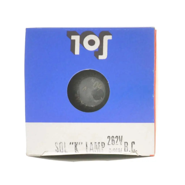 TOS product packaging with blue and white design on a white background
