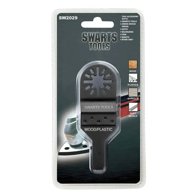 Swarts Tools SW2029 Wood/Plastic Bit in its original retail blister packaging, featuring a dark gray plastic bit with a star-shaped cutout.