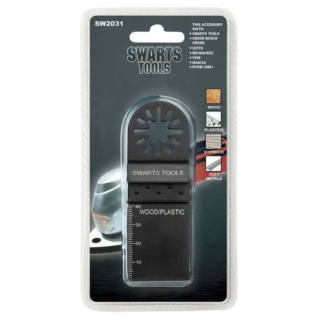 Swarts Tools SW2031 wood and plastic ruler accessory in its original blister card packaging, featuring a black plastic tool with a ruler scale on a dark gray and black backing card.