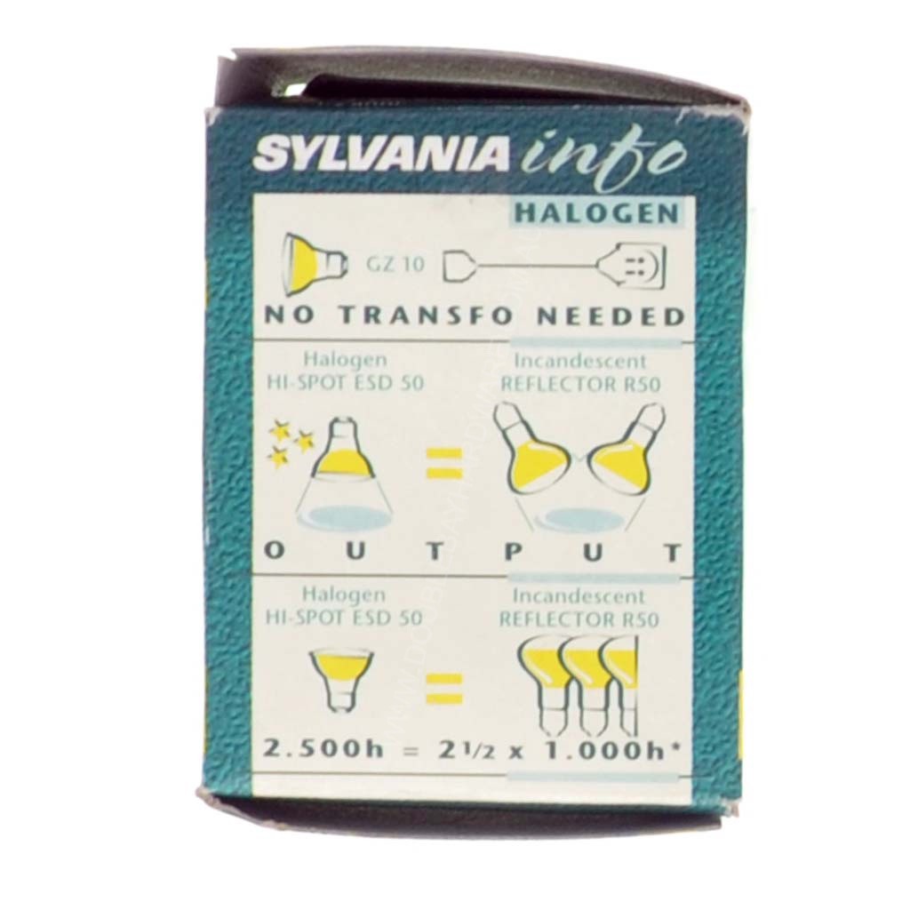 SYLVANIA Hi-Spot ESD 50 Halogen Light Bulb GZ10 240V 50W 50° 0021099
