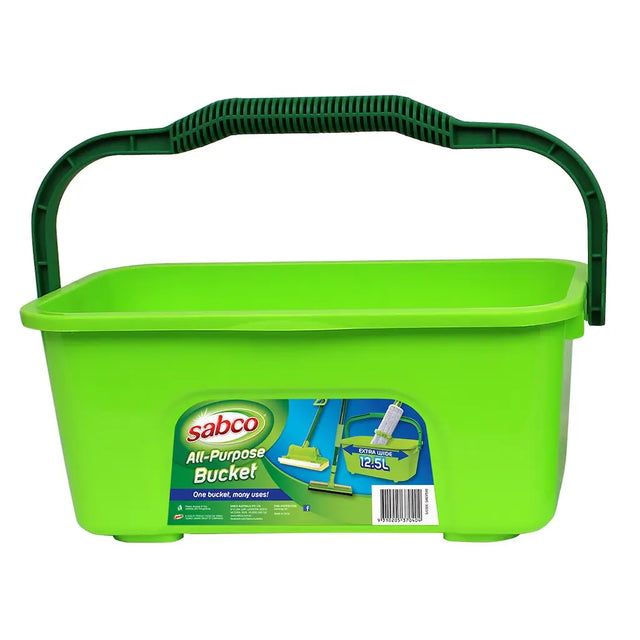 Green all-purpose bucket with Sabco branding on a white background