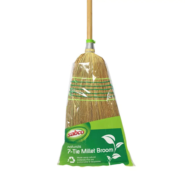 Sabco 7-Tie Millet Broom in packaging on a white background