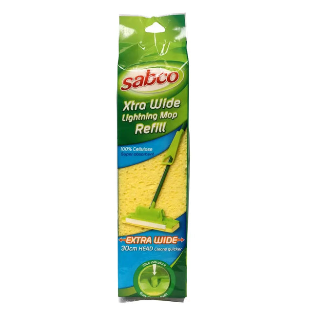 Sabco Xtra Wide Lightning Mop Refill packaging on a white background