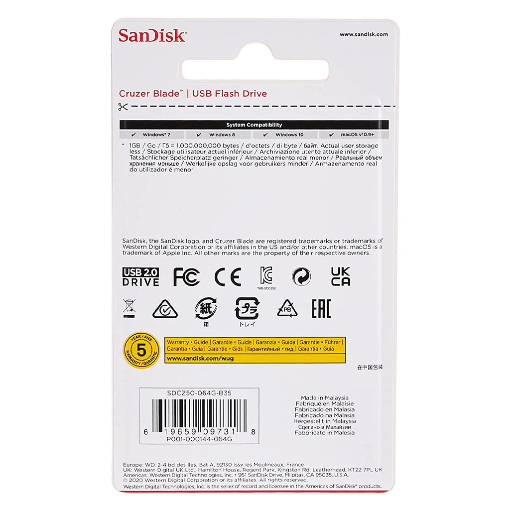 SanDisk Cruzer Blade USB flash drive 64GB USB2.0 FDB64GB
