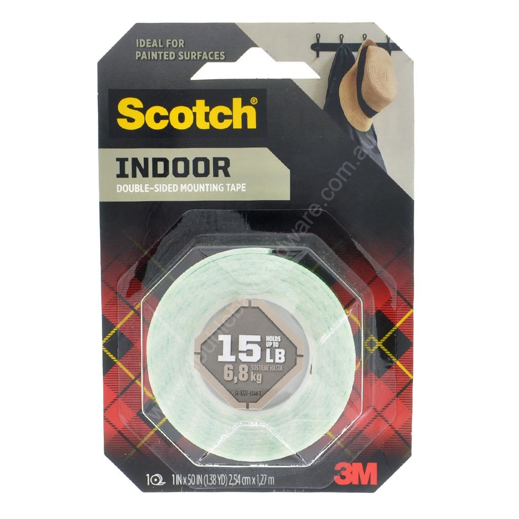 Scotch Indoor Mounting Tape 2.54cm X 1.27m Holds 4.5Kg