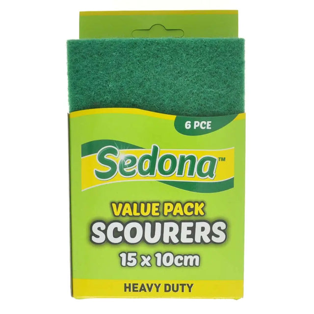 Pack of Sedona scourers with green sponges on a white background