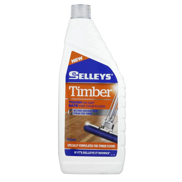 Bottle of Selleys Timber floor cleaner on a white background