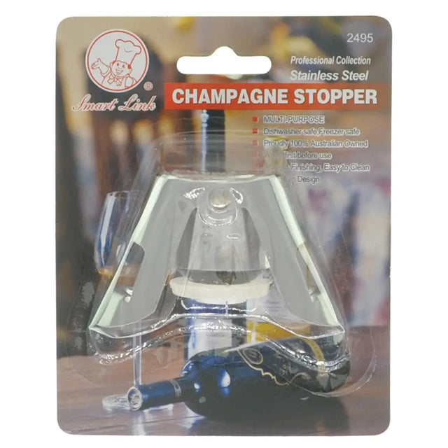 Champagne stopper in packaging with brand logo