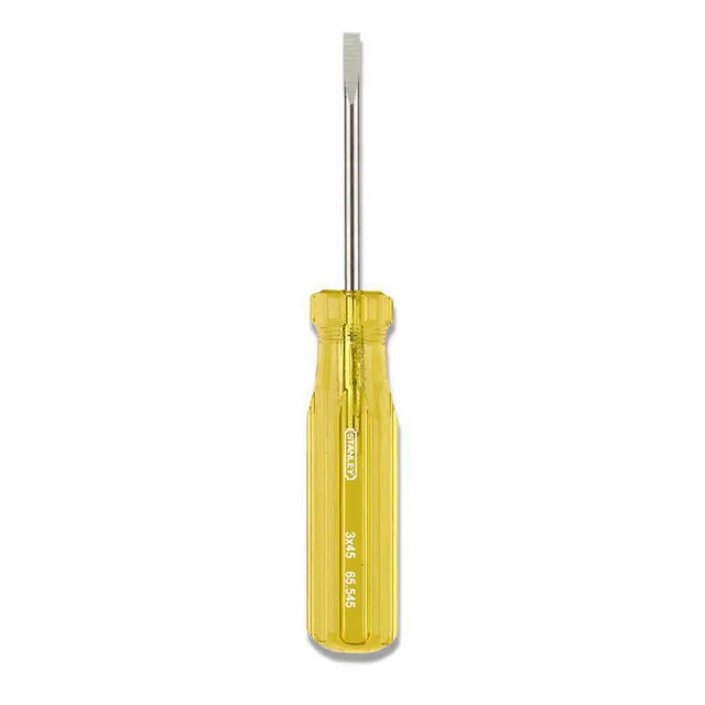 Yellow screwdriver with a white background