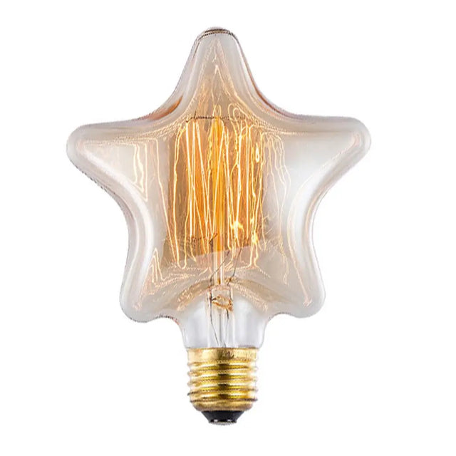 Star-shaped light bulb with clear glass on a white background