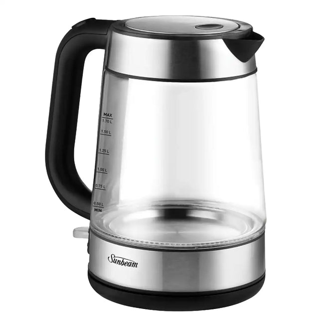 Sunbeam Capri Glass Kettle KE6150 1.7L with stainless steel base and water level markings