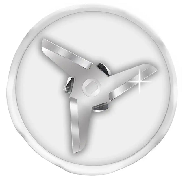 Metallic kitchen blade on a white background