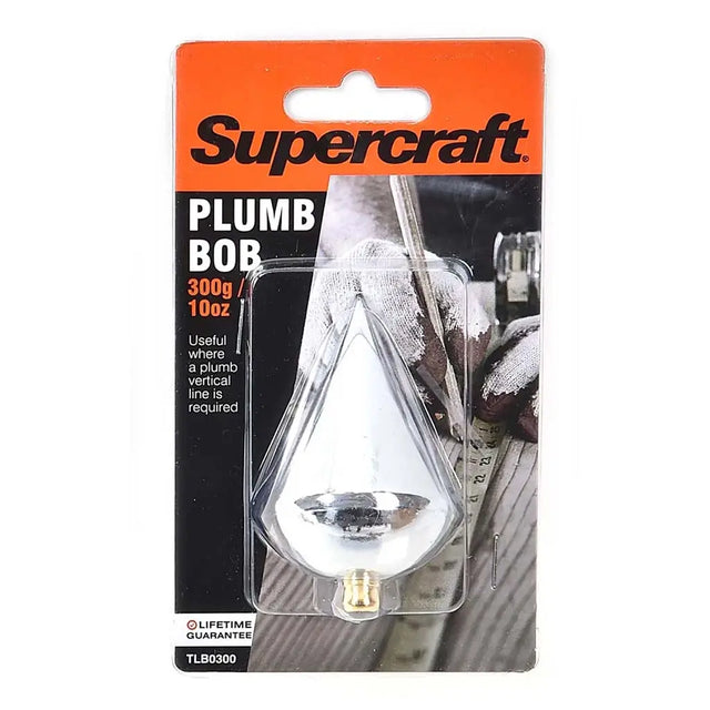 Supercraft plumb bob packaging on a white background