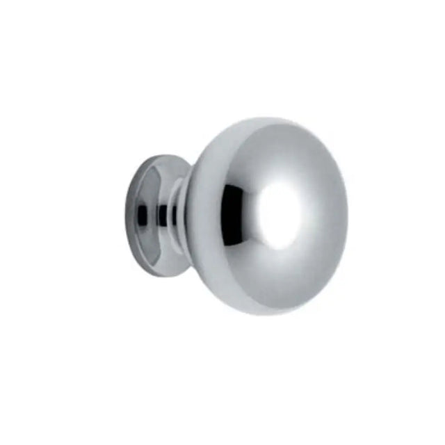 Chrome door knob on a white background