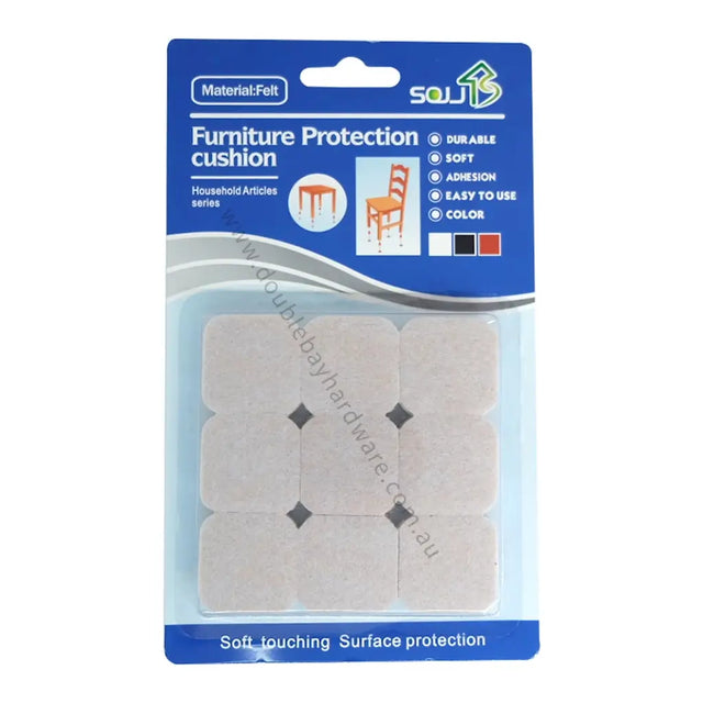 Packaged furniture protection cushion with Material Felt branding on a white background