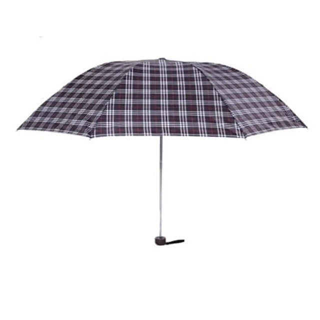 Plaid patterned umbrella on a white background