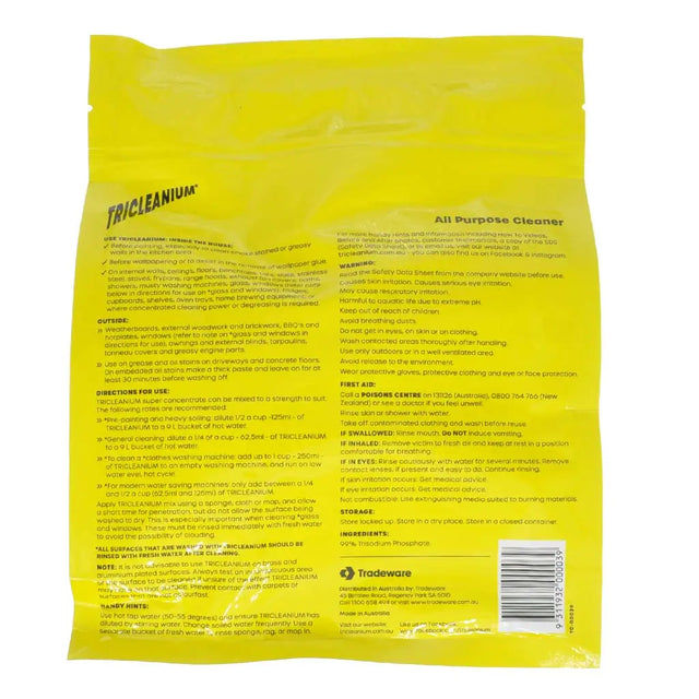 Yellow bag of Fricleanium all-purpose cleaner with text on a white background