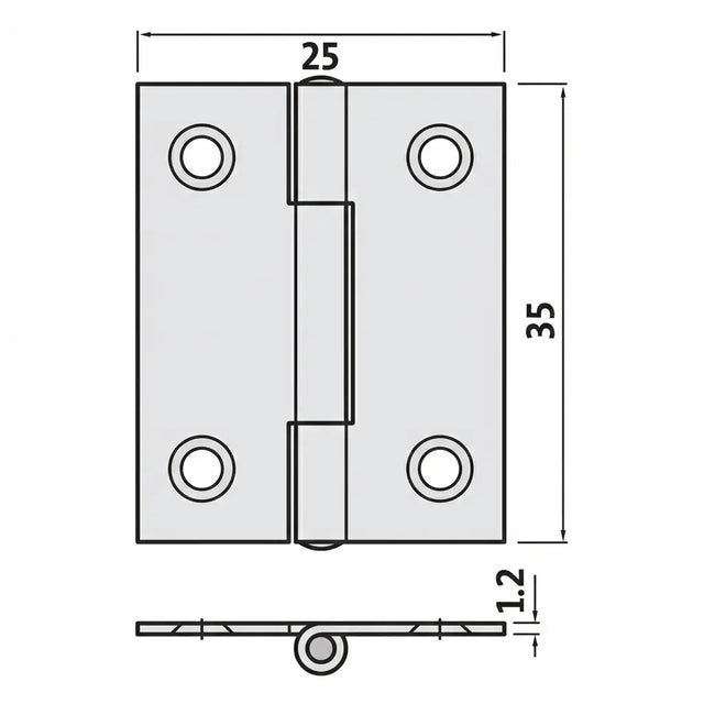 Trio Butt Hinge Light & Narrow 35x25x1.2mm FP ZP BT3512FPZP