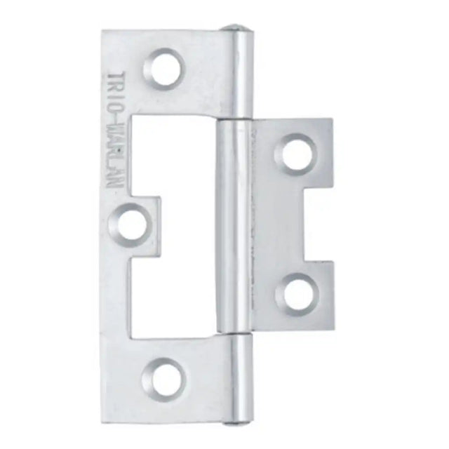 Metallic door hinge on a white background
