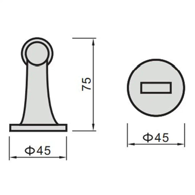 Technical drawing of a cylindrical object with dimensions labeled