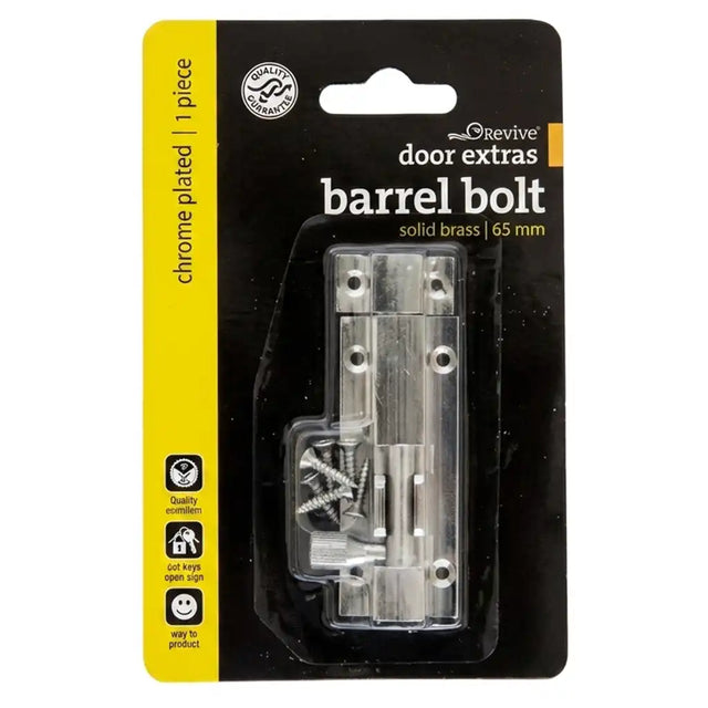 Trio Solid Brass Barrel Bolt Chrome Plated 65mm BR7-2565BCP