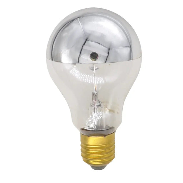 Metallic light bulb on a white background