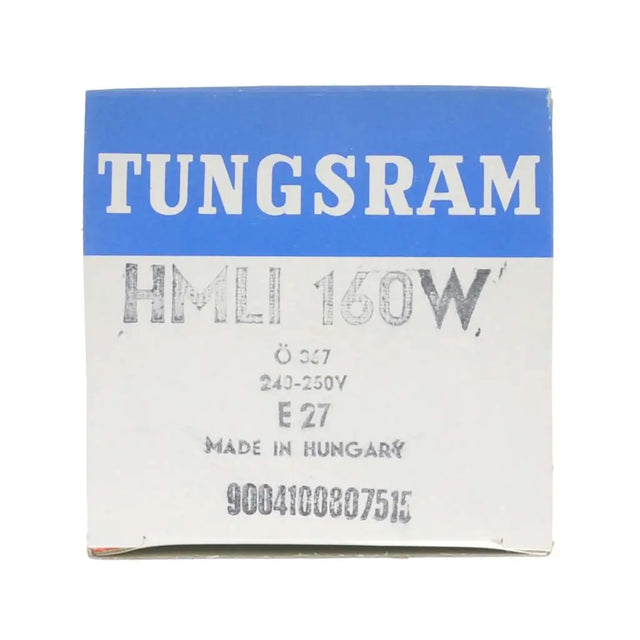Tungsram light bulb packaging with blue and white design on a white background