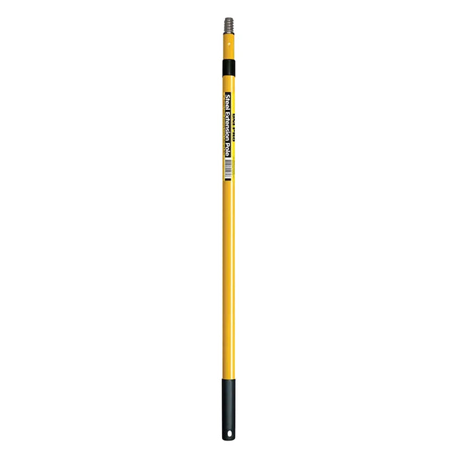 Yellow telescopic pole with black bottom on a white background