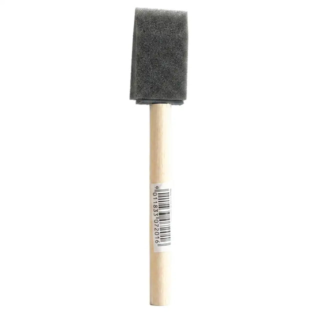 Foam brush with a wooden handle on a white background
