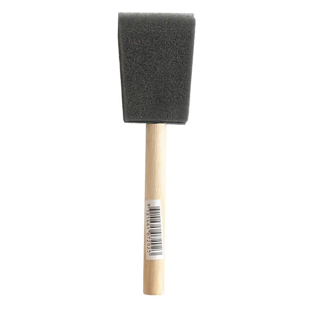 Foam brush with wooden handle on a white background