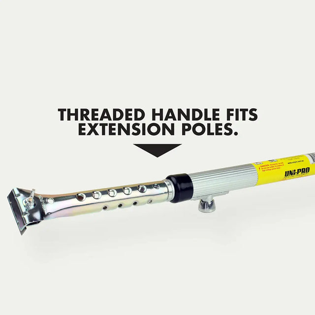 Extension pole with threaded handle on a white background