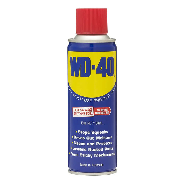WD-40 multi-use product can on a white background