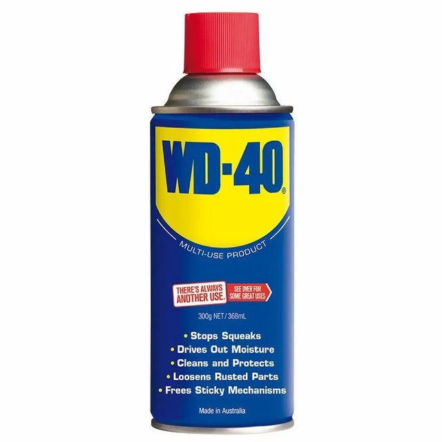 WD-40 multi-use product can with red cap on a white background