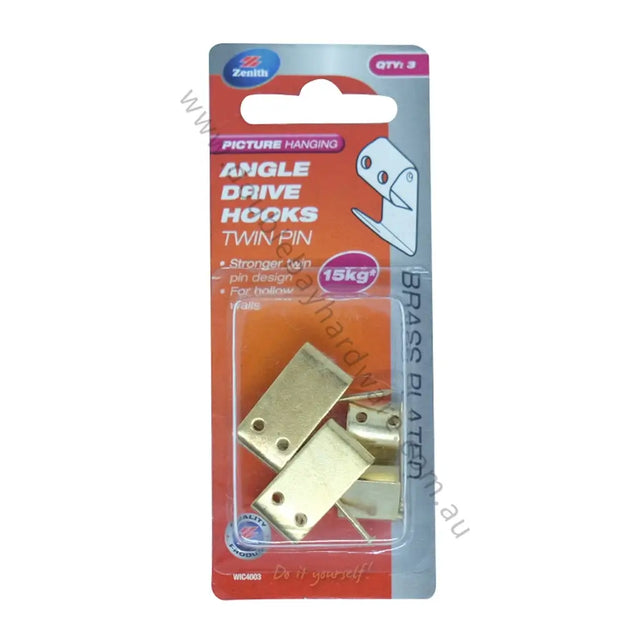 Packaged angle drive hooks with Zenna Home branding on a white background
