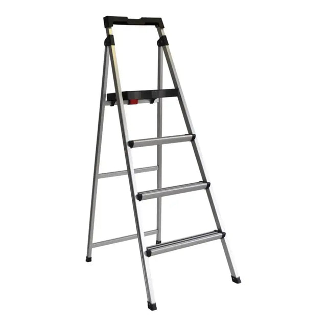 Metal step ladder on a white background