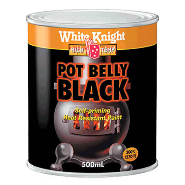 White Knight Pot Belly Black High Temp Heat Resistant Paint 500ml