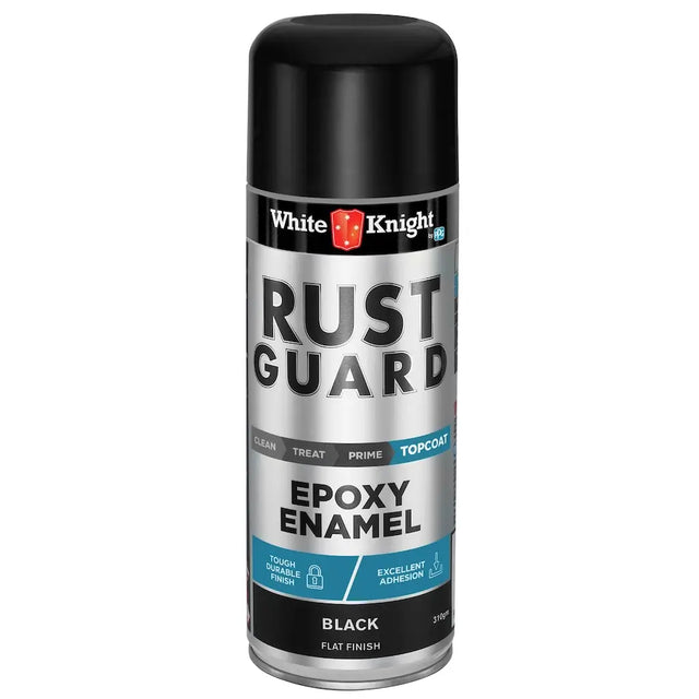 White Knight Rust Guard Epoxy Enamel spray can on a white background