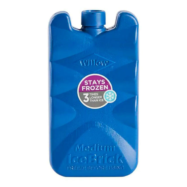 Blue ice brick container with 'Willow' branding on a white background