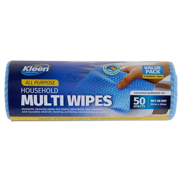 Kleen all-purpose household multi wipes packaging on a white background