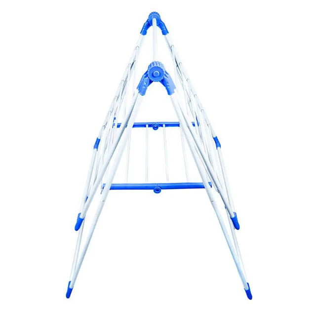 White and blue ladder on a white background
