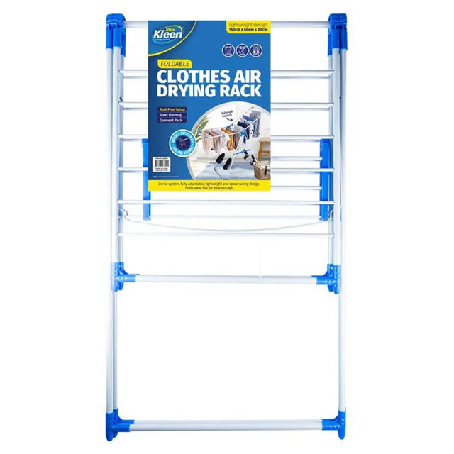 Clothes air drying rack with Kleen brand packaging on a white background