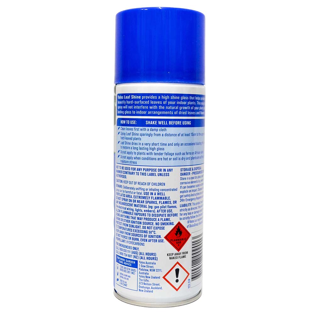 Yates Leaf Shine Aerosol Insecticide Protects and Beautifies Indoor Plants 225g