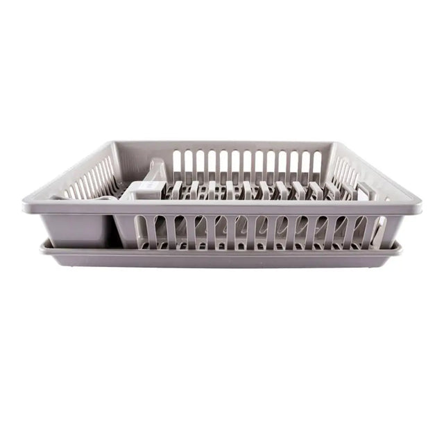 Gray dish rack on a white background